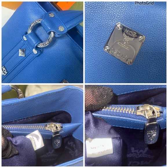 Auth MCM Like NEW! Royal Blue Leather Shoulder Bag - Picture 5 of 17